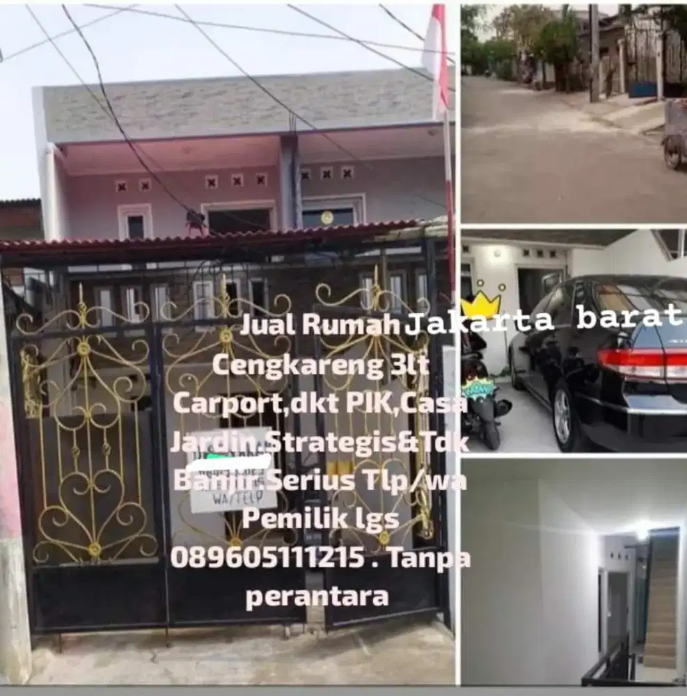 Jual rumah cengkareng,Jakarta Barat.3lt,carport.Strategis&No banjir.TP