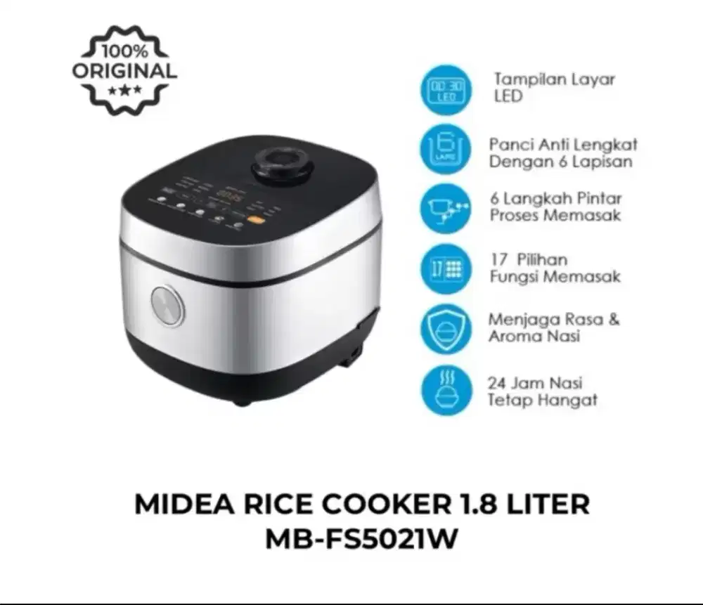 MIDEA RICE COOKER 1.8 LITER MB-FS5021W