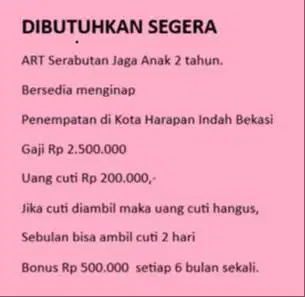 ART Serabutan Jaga Anak Perempuan 2 tahun