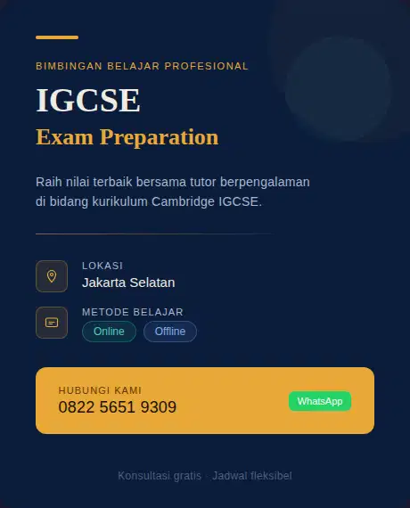 Bimbingan Belajar IGCSE Exam Jakarta Selatan