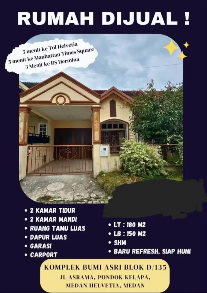 DIJUAL MURAH & CEPAT RUMAH ASRI SIAP HUNI DI PERUMAHAN ELIT