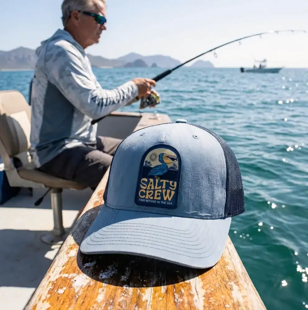 Topi Trucker Mancing Ikan Salty Crew Original Second Warna Biru Muda