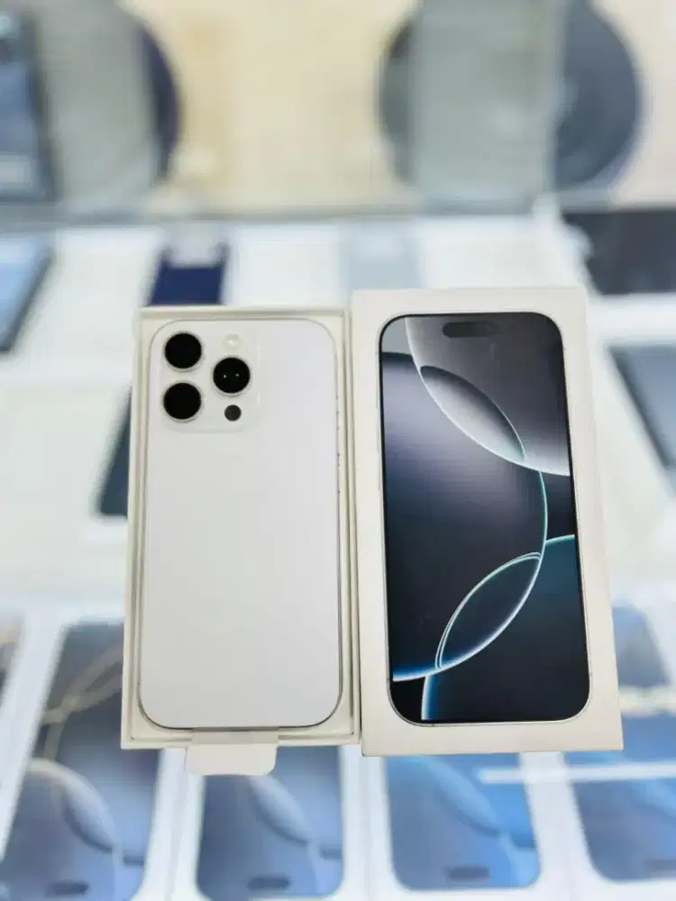 iPhone 16 Pro 256GB warna White Titanium iBox Fullset Lengkap original