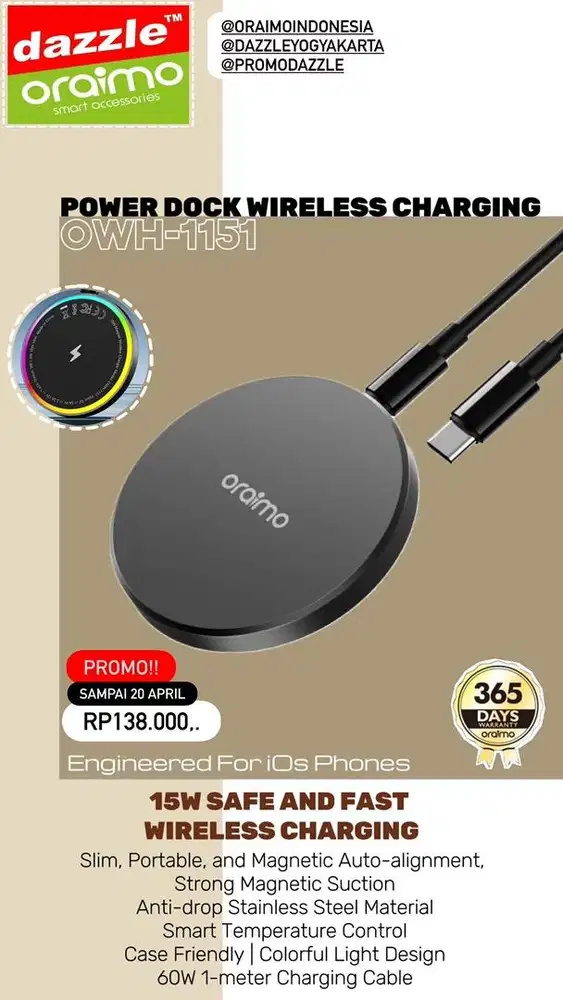 Magnetic Charger Oraimo OWH-1151