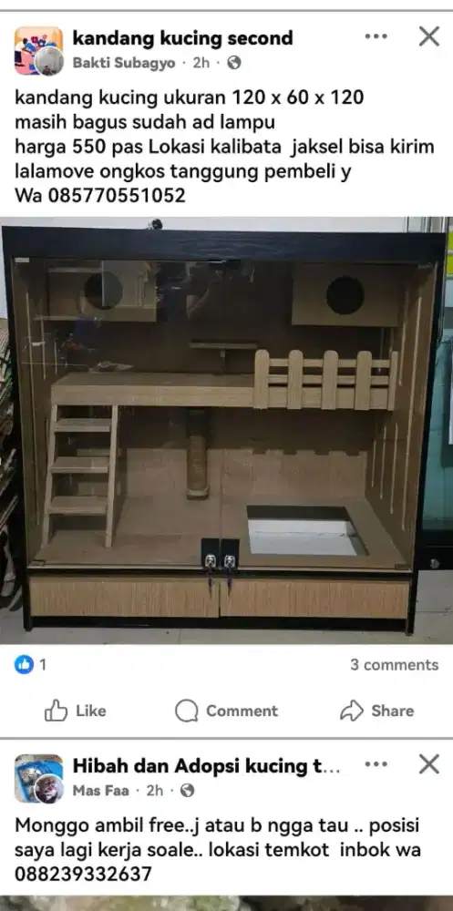 Kandang kucing masih bagus Jual cepat