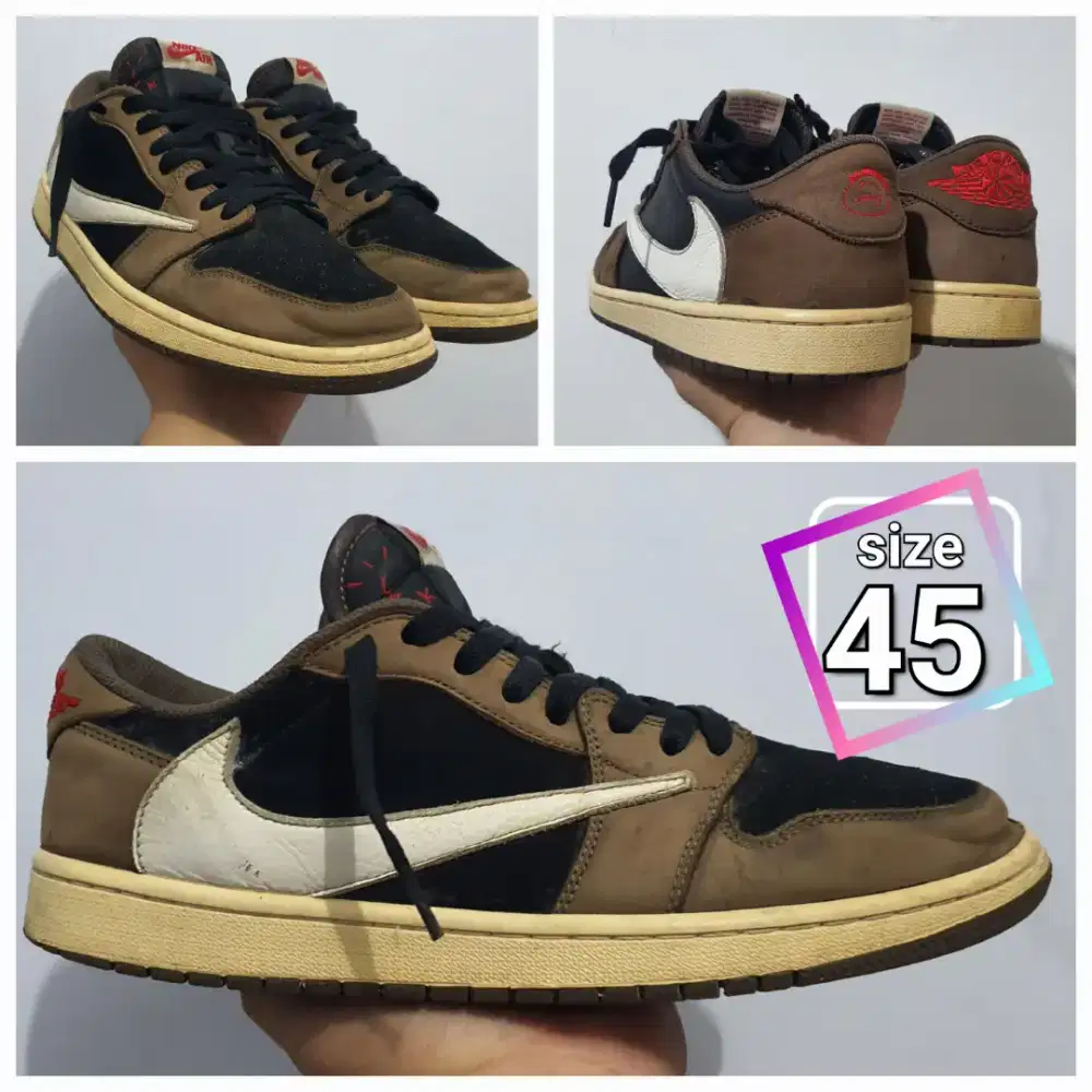 Sepatu Sneaker Air Jordan1 Travis scott Dark Mocha size 45 Second ori