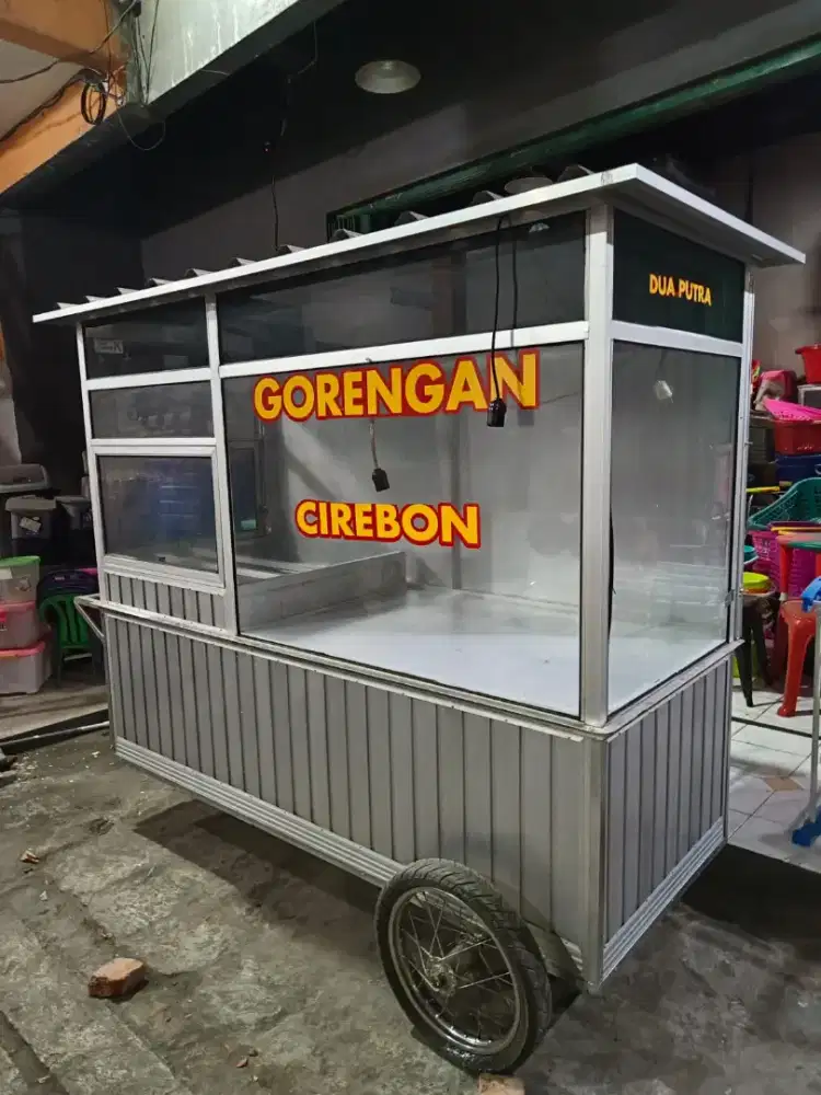 Rombong gerobak gorengan full aluminium