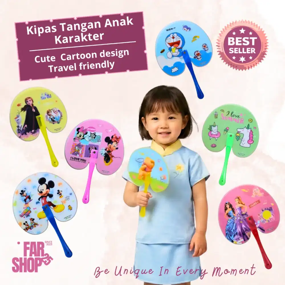 Kipas Tangan Plastik Anak Karakter Kartun Lucu Travel Sovenir
