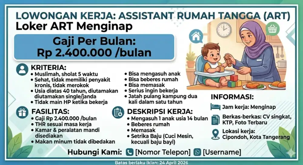 Loker ART Menginap