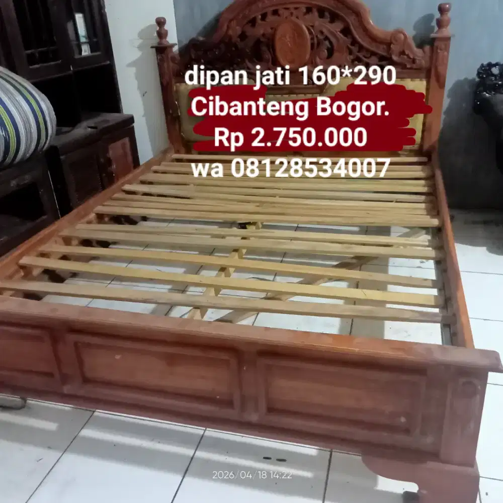 Dipan tempat tidur kayu jati ukir bekas dah melamin