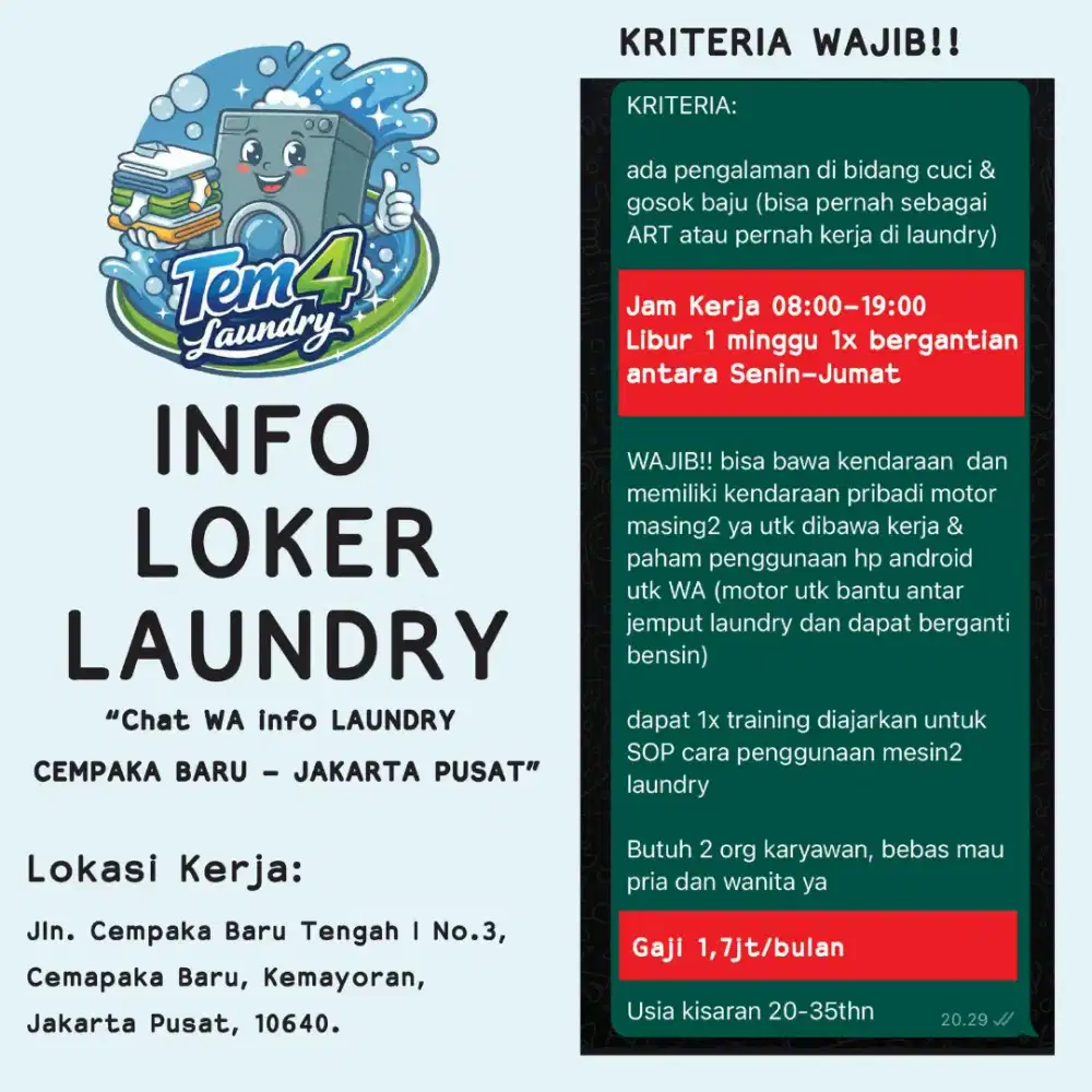 Lowongan kerja laundry
