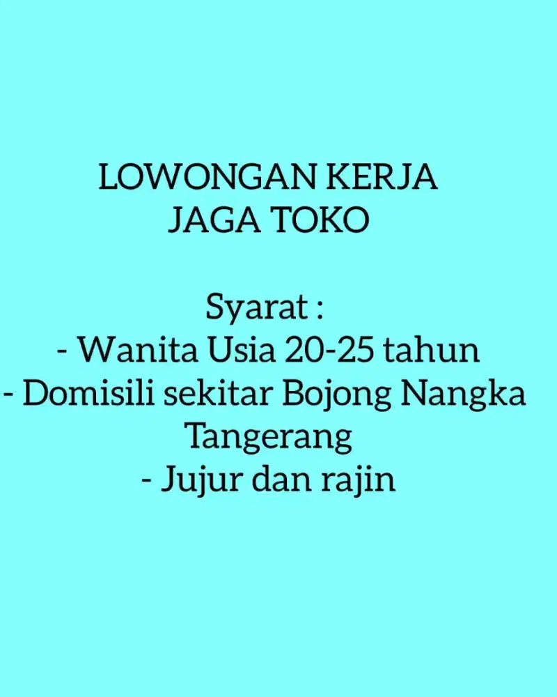 Lowongan jaga toko untuk wanita