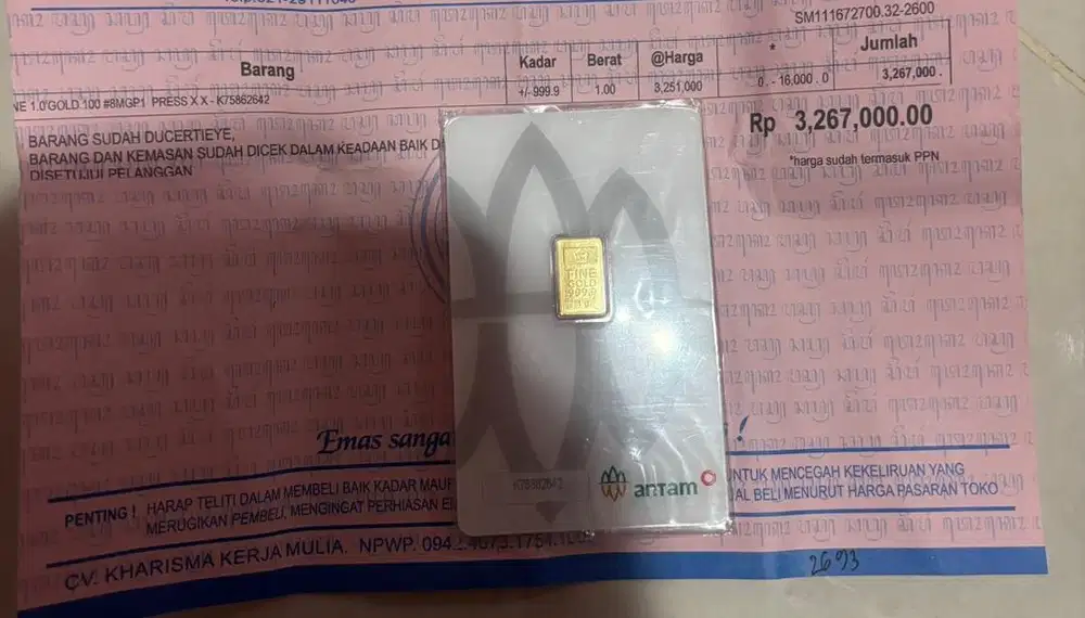 emas batangan 1 gram baru