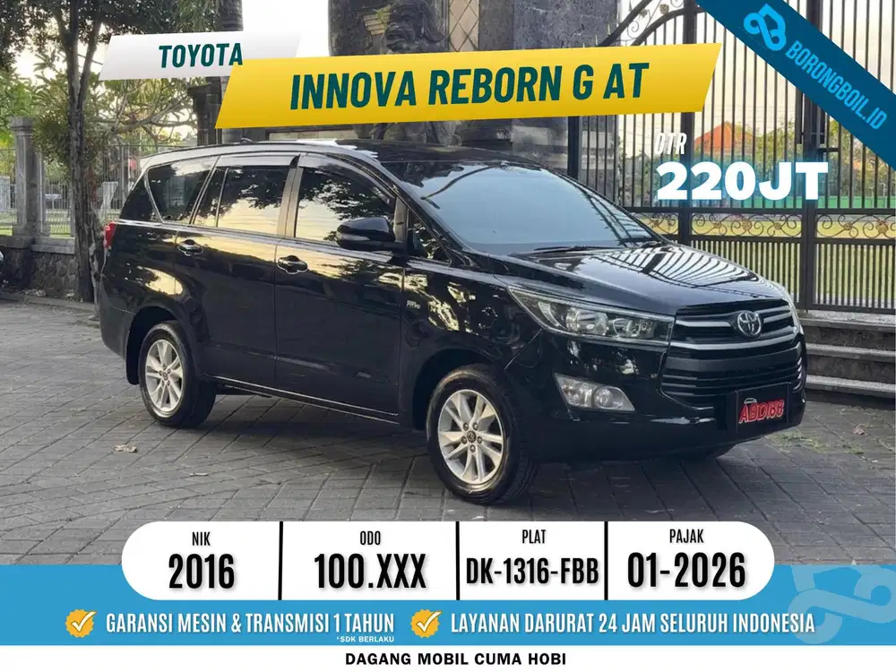 TOYOTA INNOVA G 2.0 AT 2016, Asli Bali, Low KM