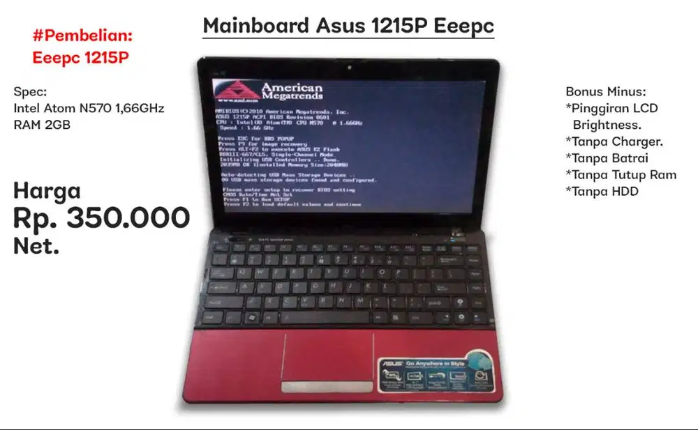 Asus 1215P Intel Atom Ram 2GB (Mainboard)