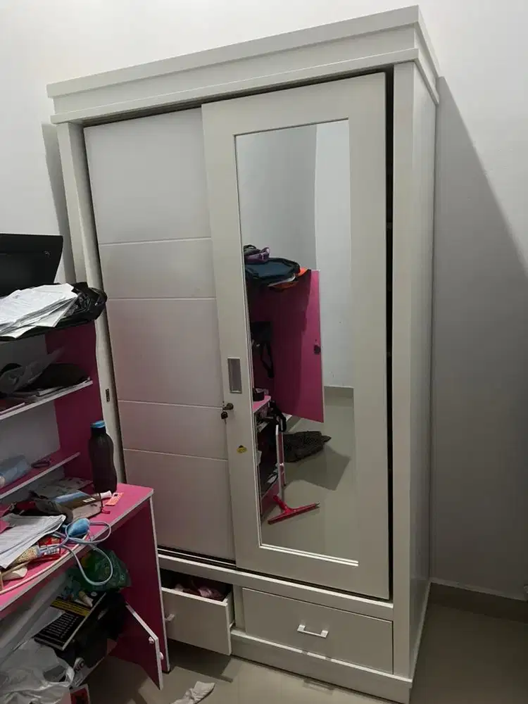 Lemari 2 pintu kayu asli bukan bubuk kayu muluss