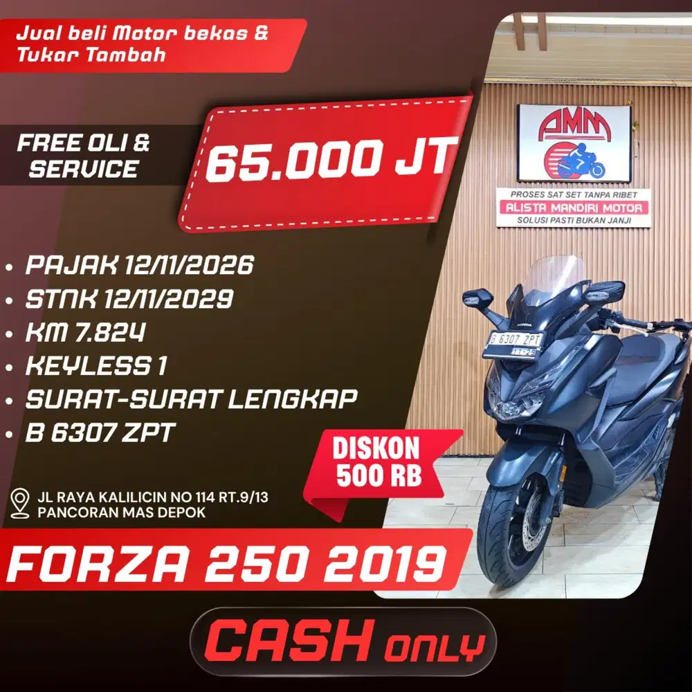 FORZA 250 2019 PAJAK HIDUP KM LOW CASH ONLY ALISTA