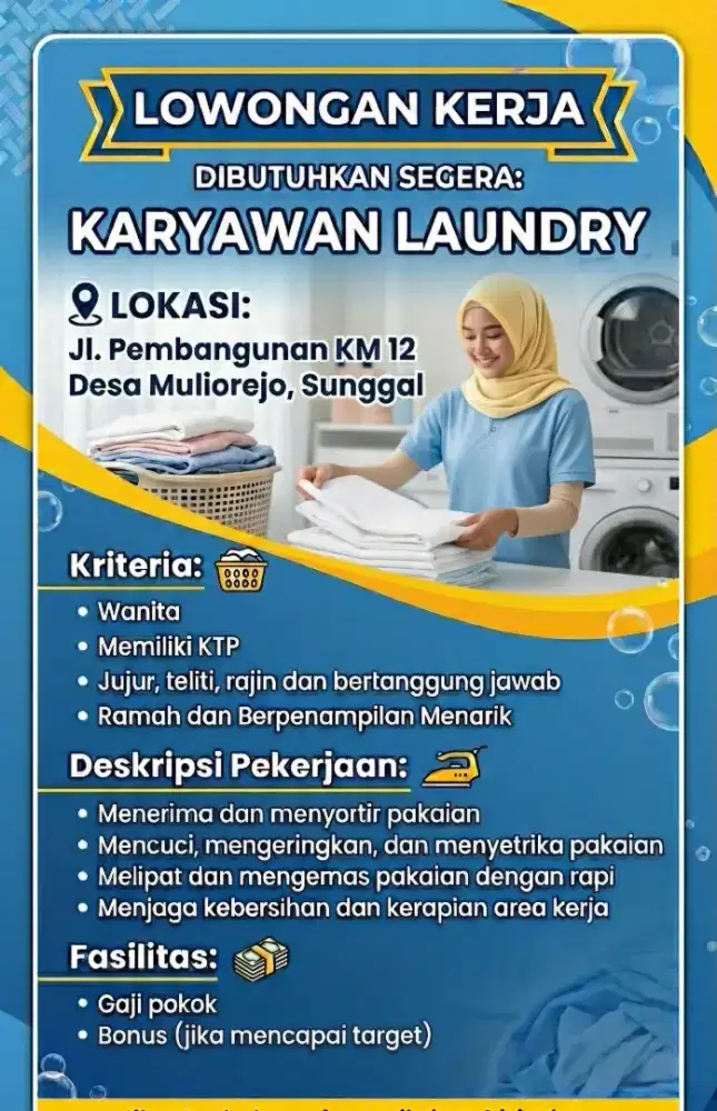 Dibutuhkan Karyawan Laundry