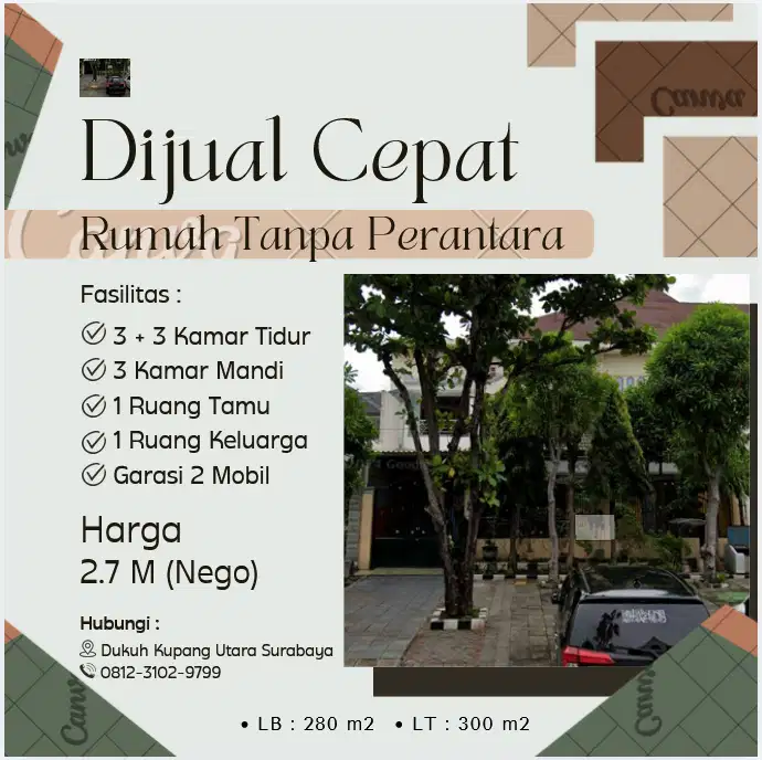 DIJUAL CEPAT – RUMAH NYAMAN TANPA PERANTARA!