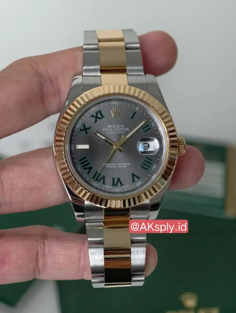 Rolex Datejust II Two Tone Yellow Gold Wimbledon Oyster Ref 116333