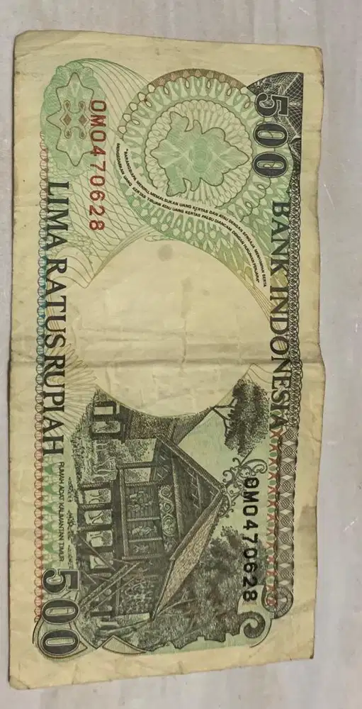 Dijual uang kertas kuno 500 rupiah, tahun 1992