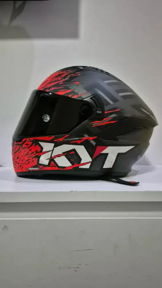 KYT NFR Flaming Matt Grey Red Helmet - Size XL Asian Fit