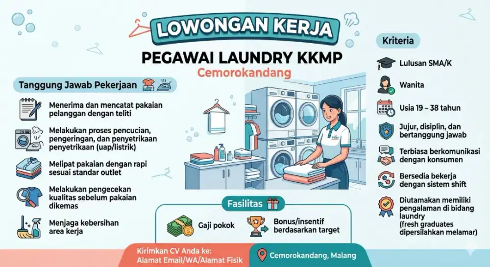 LOWONGAN KERJA - PEGAWAI LAUNDRY