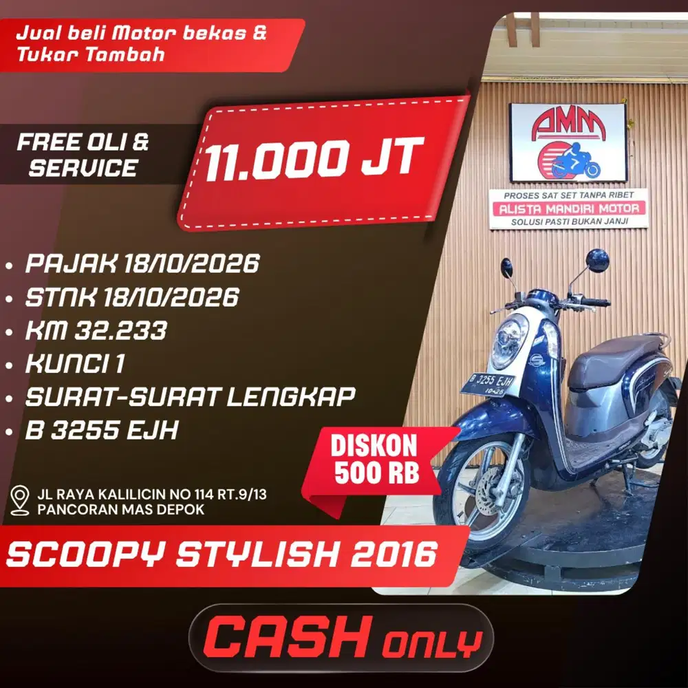 SCOOPY STYLISH 2016 PAJAK HIDUP CASH ONLY ALISTA