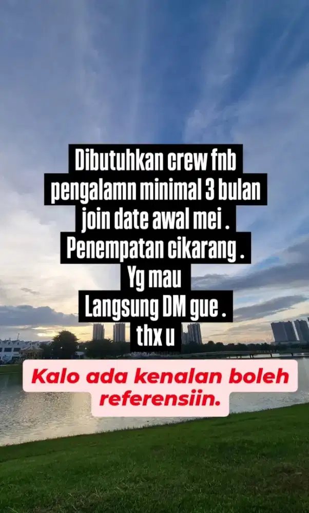 Info loker crew restoran