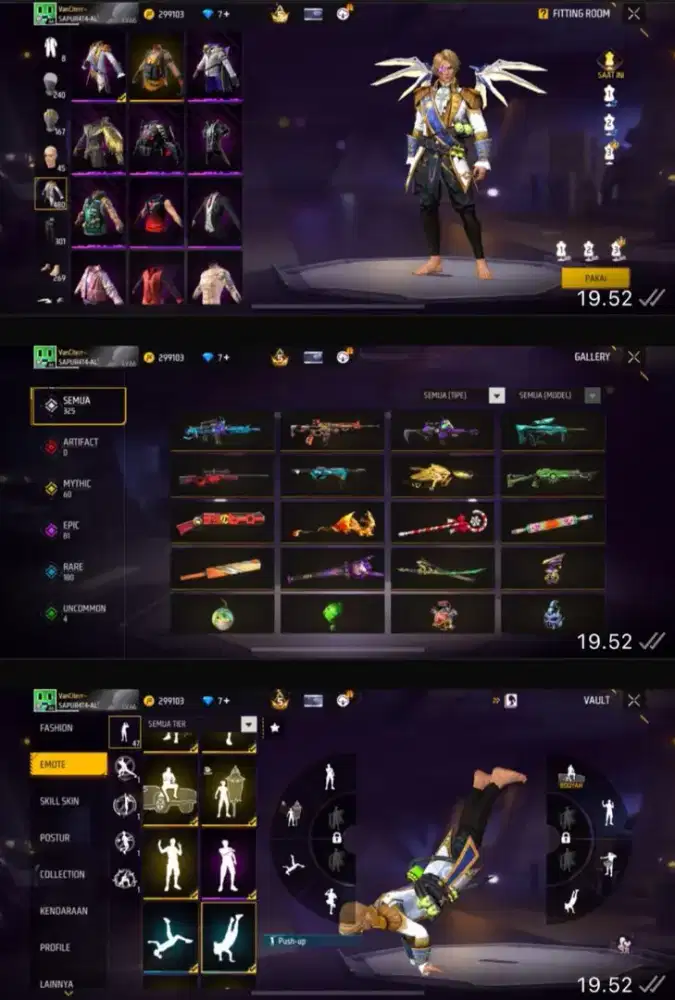 akun ff sg opm tas sayap