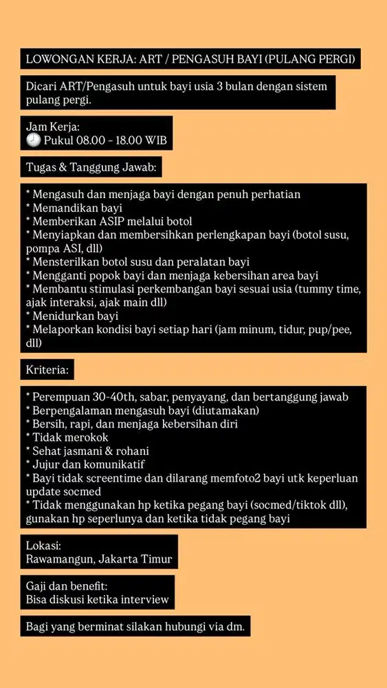 Dicari Pengasuh Baby 3 Bulan PP