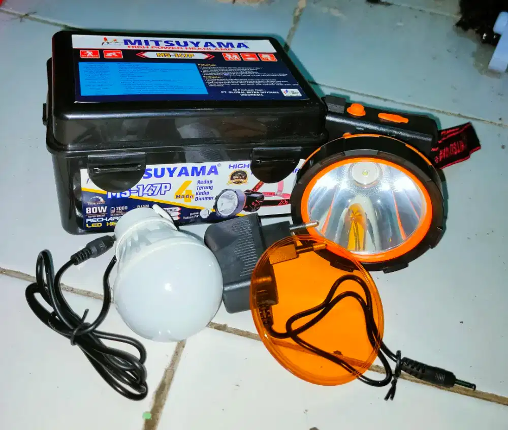 Senter Kepala Kuning dan Putih, 80 Watt ada jga Lampu Darurat Kecil