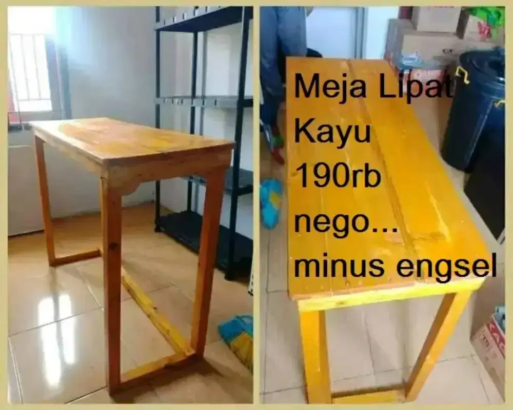 Meja lipat kayu gagal produksi kurang engsel