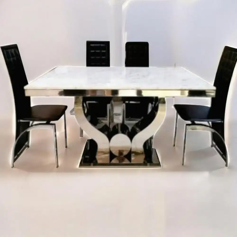 Meja makan marmer 6 kursi