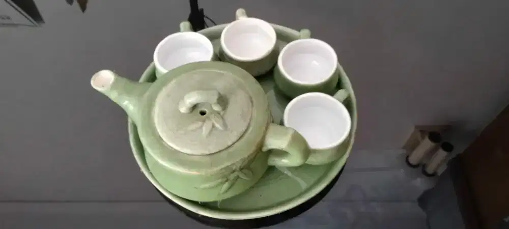 ukuran kecil tea set warna hijau
