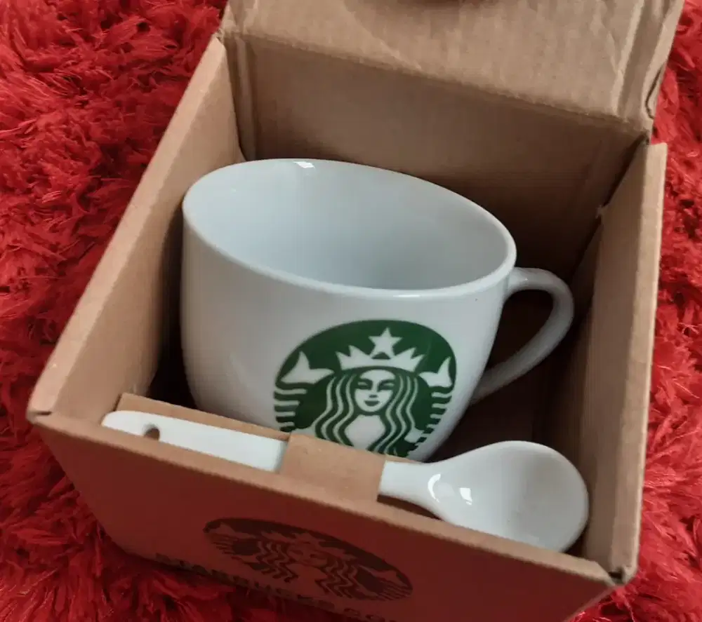 GELAS CANGKIR SENDOK KERAMIK STARBUCKS COFFEE