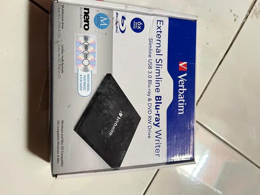 New Verbatim External Slimline Blu-Ray Writer & DVD RW Drive Original