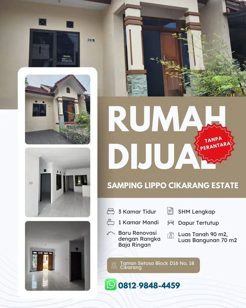 DIJUAL RUMAH SAMPING LIPPO CIKARANG ESTATE