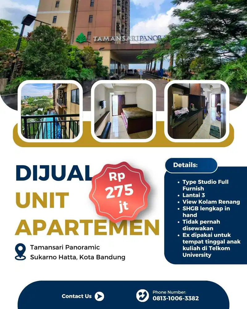 DIJUAL APARTEMEN STUDIO TAMANSARI PANORAMIC
