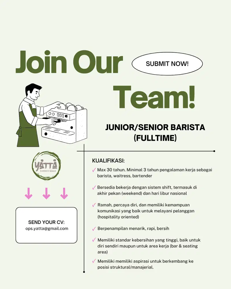 Junior/Senior Barista Fulltime