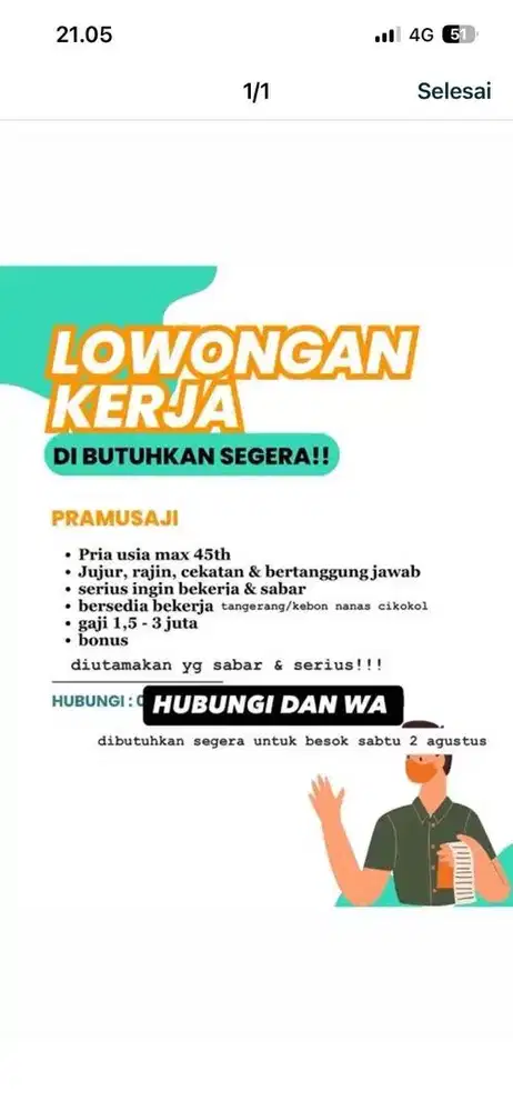 DIBUTUHKAN SEGERA
