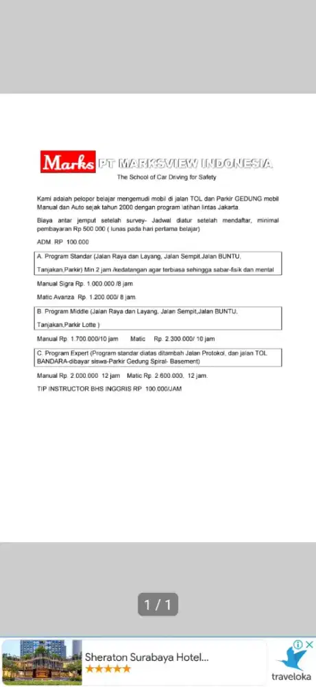 guru les mobil ,pengalaman