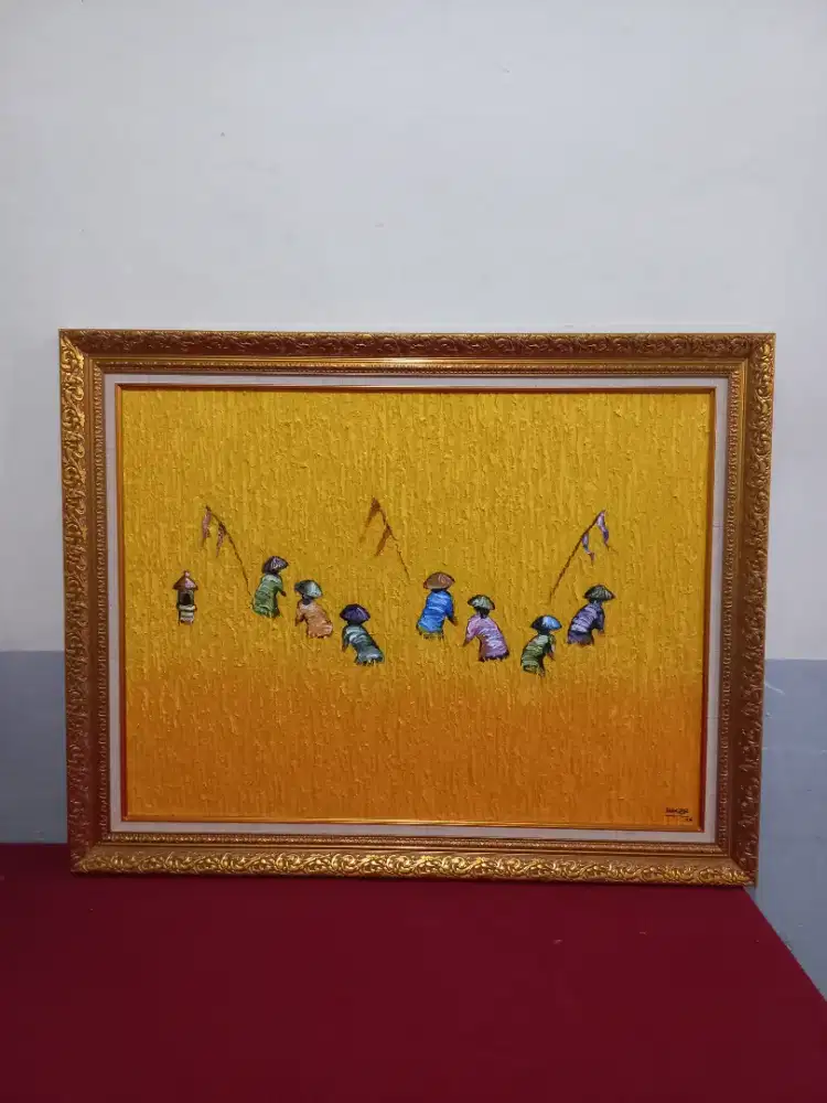 Dijual lukisan panen padi 90x70 cm