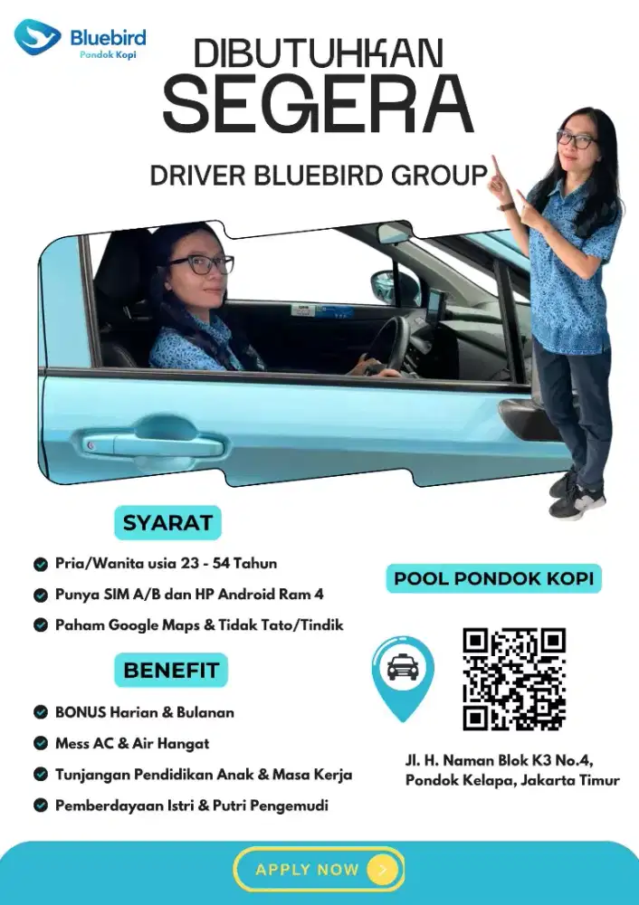 Lowongan Driver Taksi Bluebird Pool Pondok Kopi