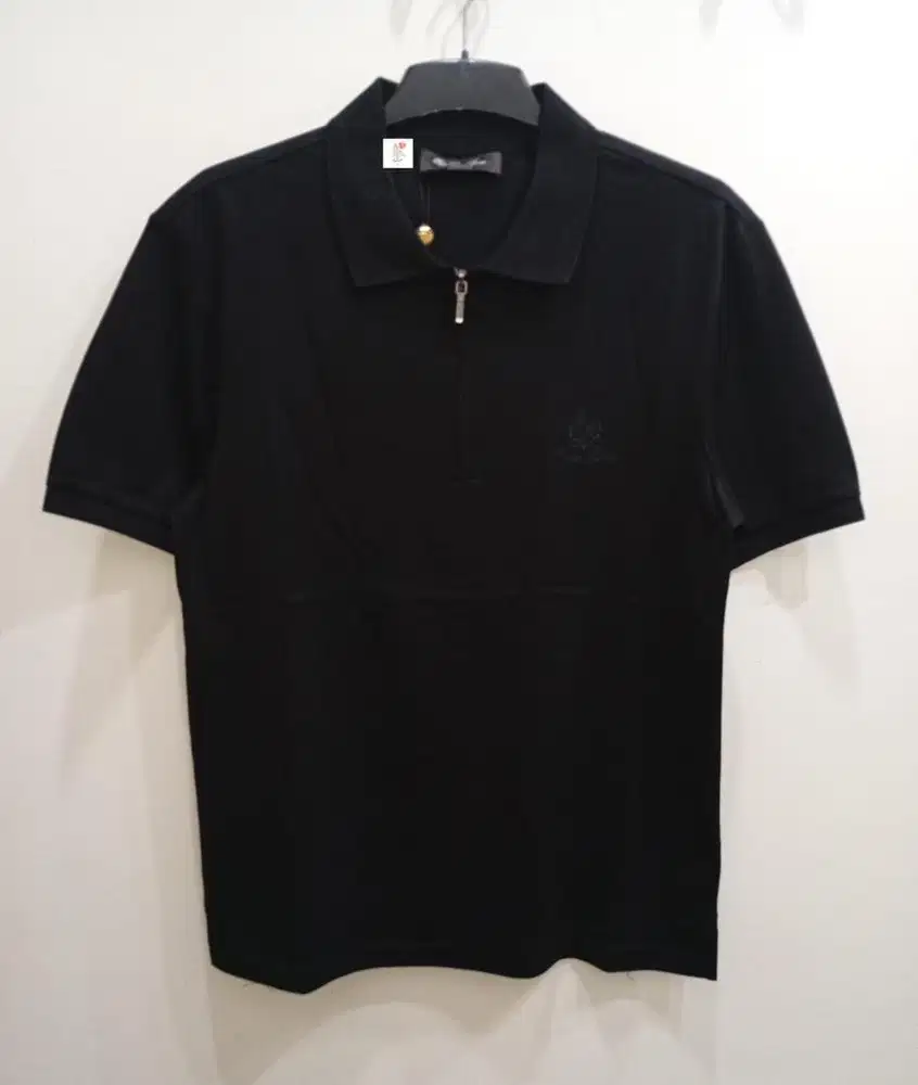 LORO PIANA POLO SHIRT BLACK ZIPPER