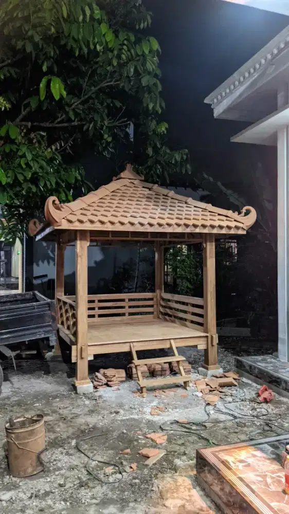 Saung gazebo bahan kayu jati berkualitas