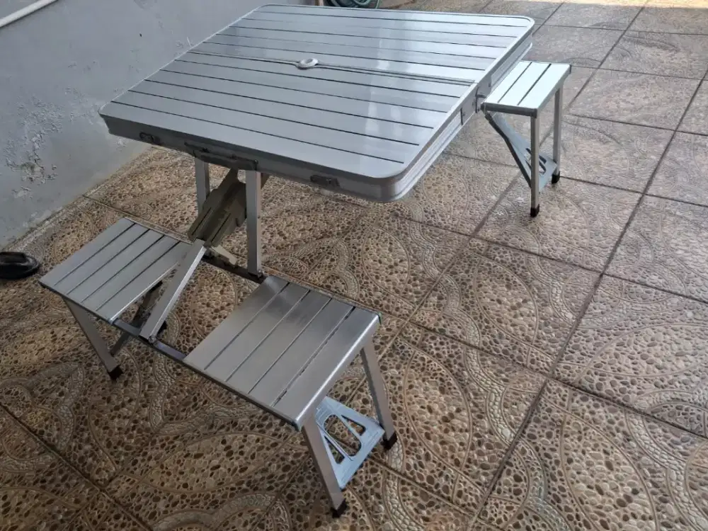 Meja kursi piknik lipat bahan alumunium
