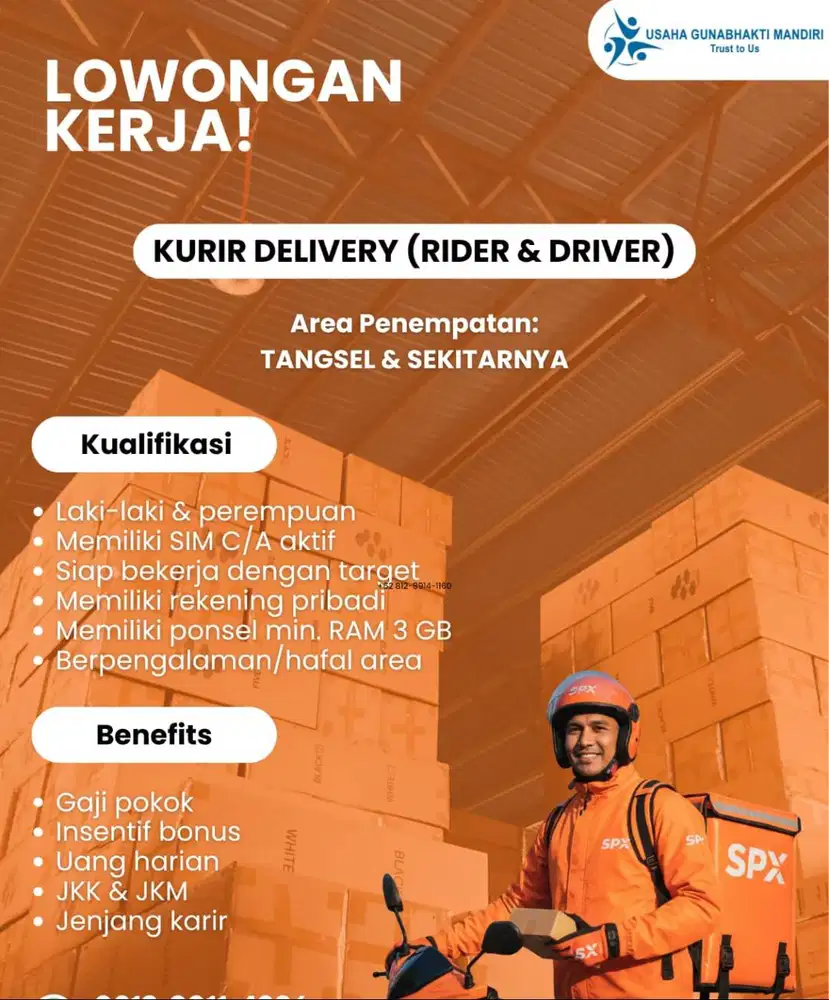 LOKER DELIVERY (LM) RIDER DAN DRIVER SPX EXPRESS TANGSEL & SEKITARNYA
