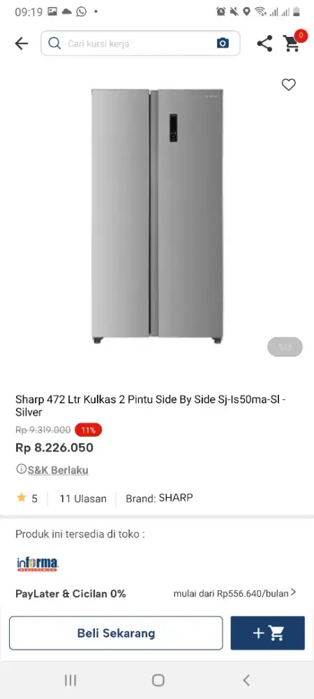 Sharp kulkas sbs
