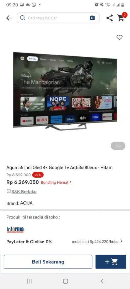 Aqua 55 inch google tv